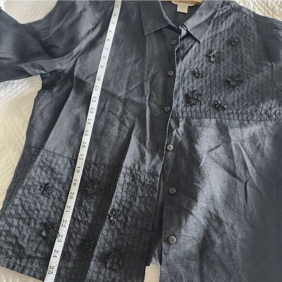 Jordan 100% linen embellish button front blouse - Picture 7 of 9